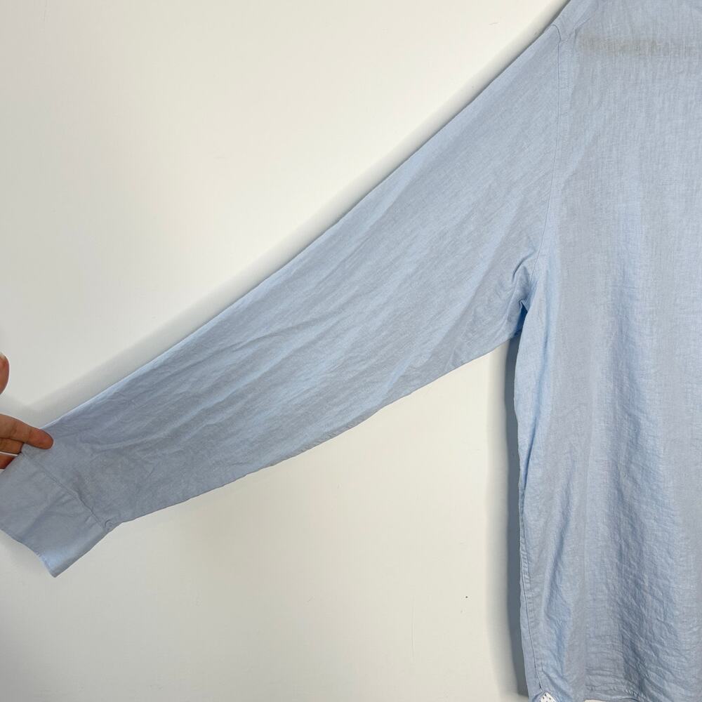 TED BAKER Button Down Shirt Mens Size 3XL Linen Blend Blue Wedding Guest Party - Picture 3 of 7